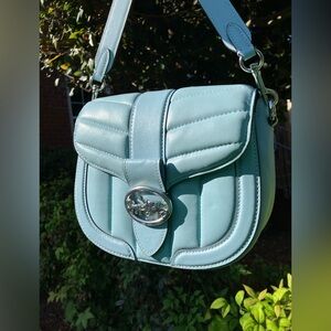 *COACH Light Blue #C2803 Georgie Saddle Leather Bag